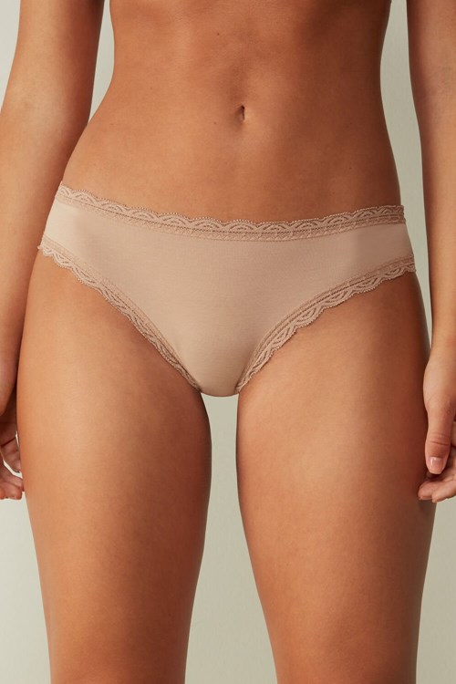 Intimissimi Katoenen and Kanten Panties Beige | 82460FWNL