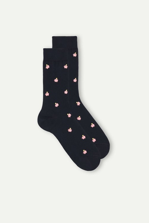Intimissimi Kort Socks in Patterned Katoenen Blauw Donkerblauw | 61825IQNZ