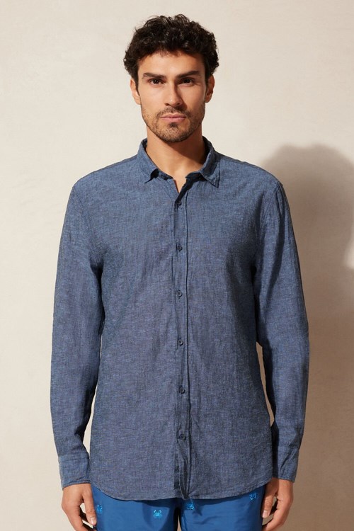 Intimissimi Linen and Katoenen Shirt Blauw Blauw | 76201BGZV