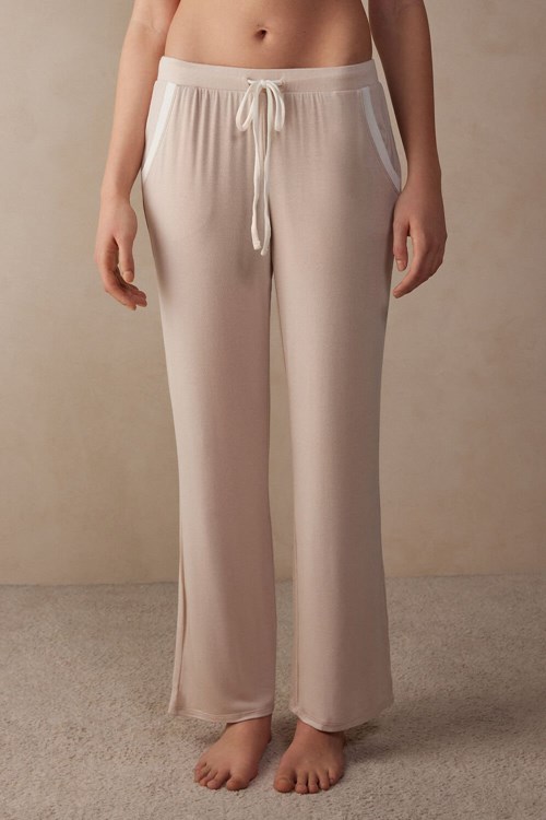 Intimissimi Simple Elegance Full Length Pants in Modal Roze Roze Wit | 41875CXJT
