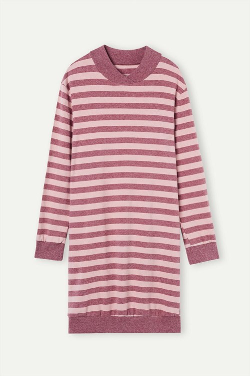 Intimissimi Winter Candies Gestreept Night Shirt Roze Roze Donkerroze | 68317YGAS