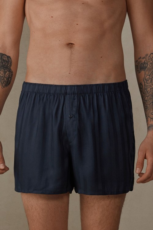 Intimissimi Woven Modal Boxers Blauw Donkerblauw | 57104OLUJ